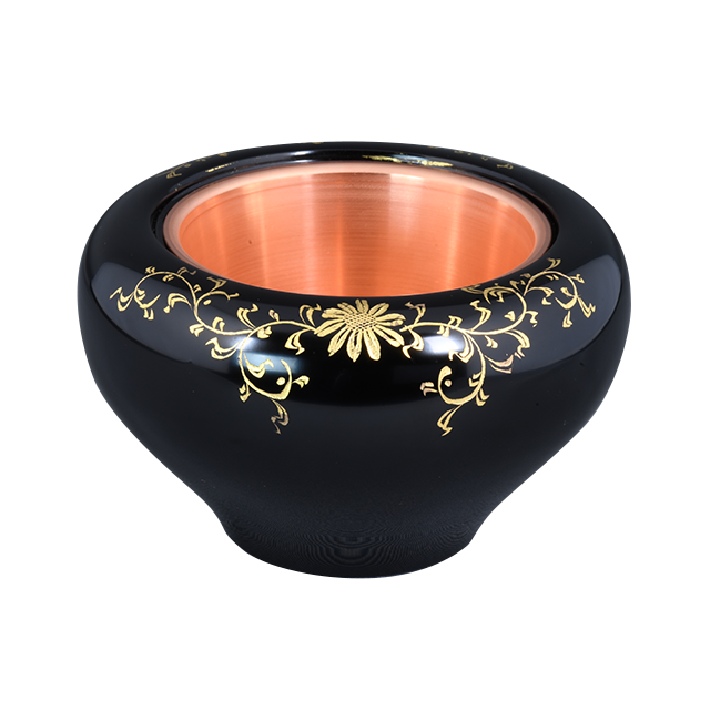 鉄鉢香炉(黒漆塗・菊唐草沈金)4寸《40％OFF》