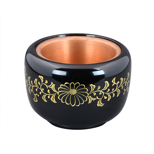筒型香炉3.5寸黒塗菊唐草沈金《40％OFF》