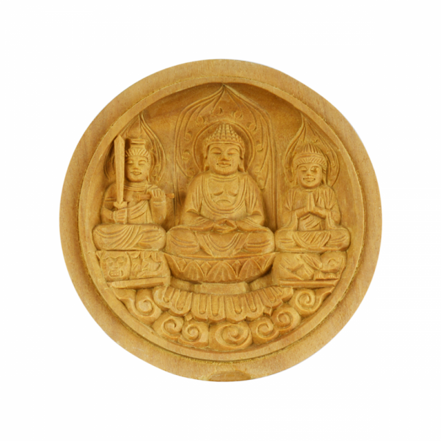 釈迦三尊佛香合(白檀製)《60％OFF》